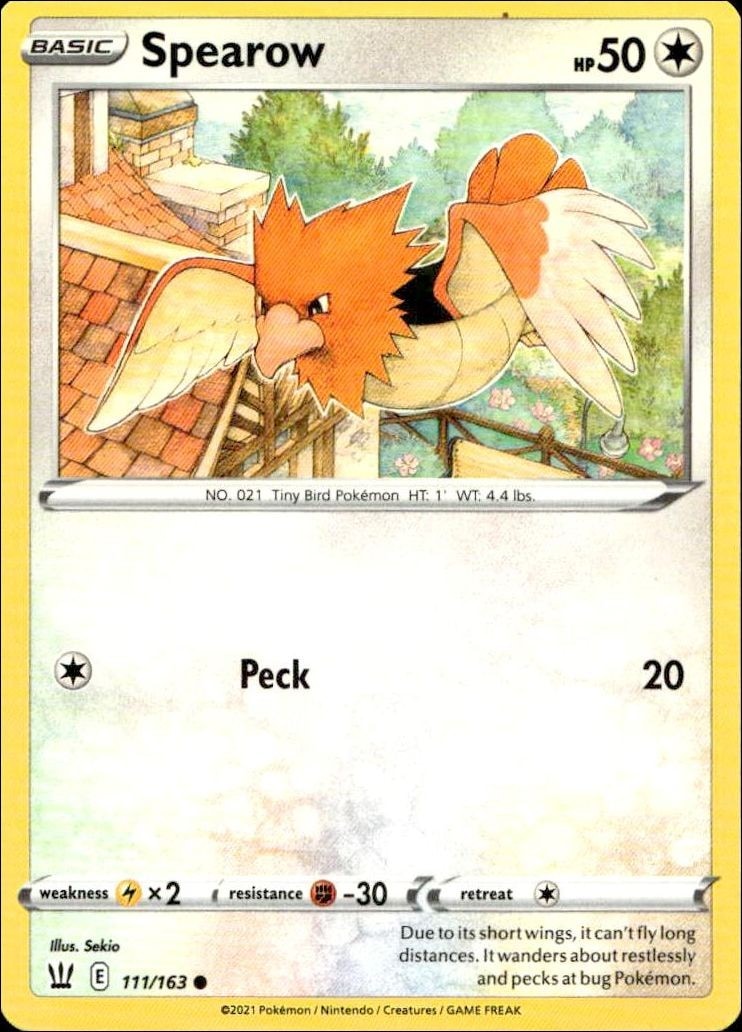 2021 Pokémon Battle Styles Spearow #111/163 trading card