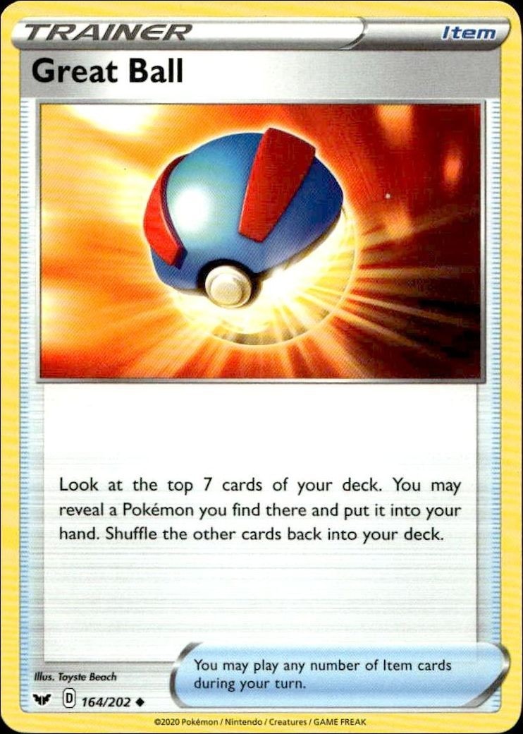 2020 Pokémon Sword & Shield Great Ball #164/202 trading card