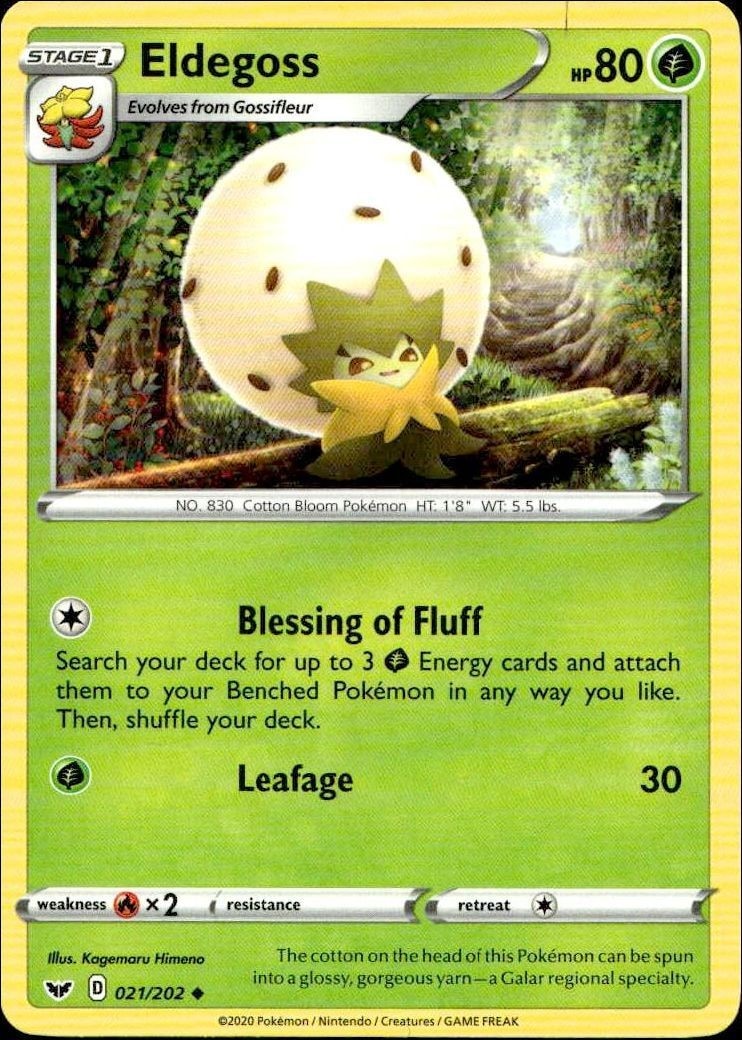 2020 Pokémon Sword & Shield Eldegoss #021/202 Pokémon card front
