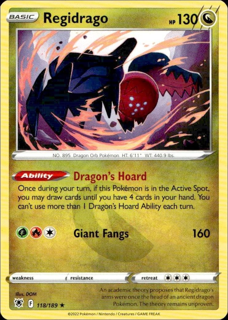 2022 Pokémon Astral Radiance Regidrago #118/189 Pokémon card front