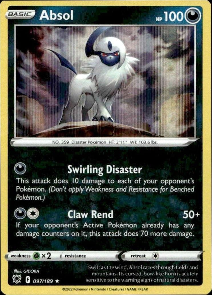 2022 Pokémon Astral Radiance Absol #097/189 Pokémon card front