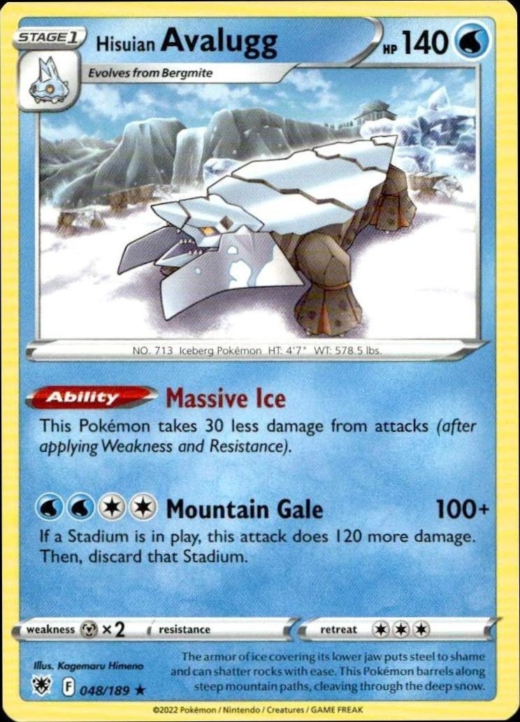 2022 Pokémon Astral Radiance Hisuian Avalugg #048/189 trading card