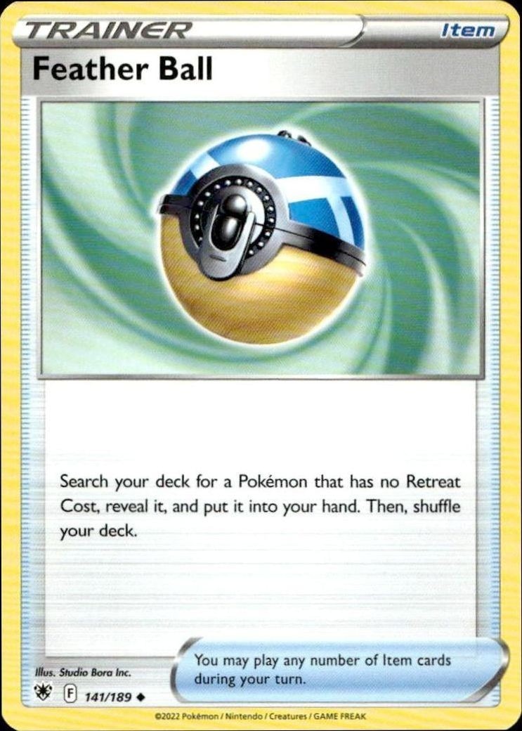 2022 Pokémon Astral Radiance Feather Ball #141/189 Pokémon card front