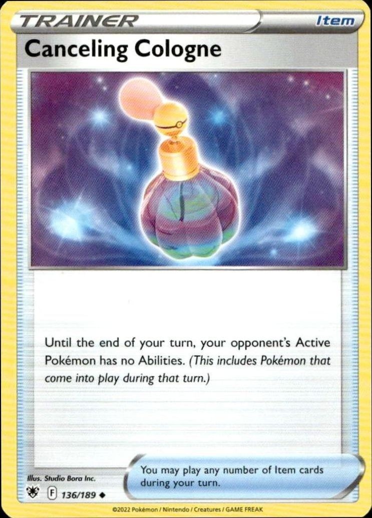 2022 Pokémon Astral Radiance Canceling Cologne #136/189 trading card