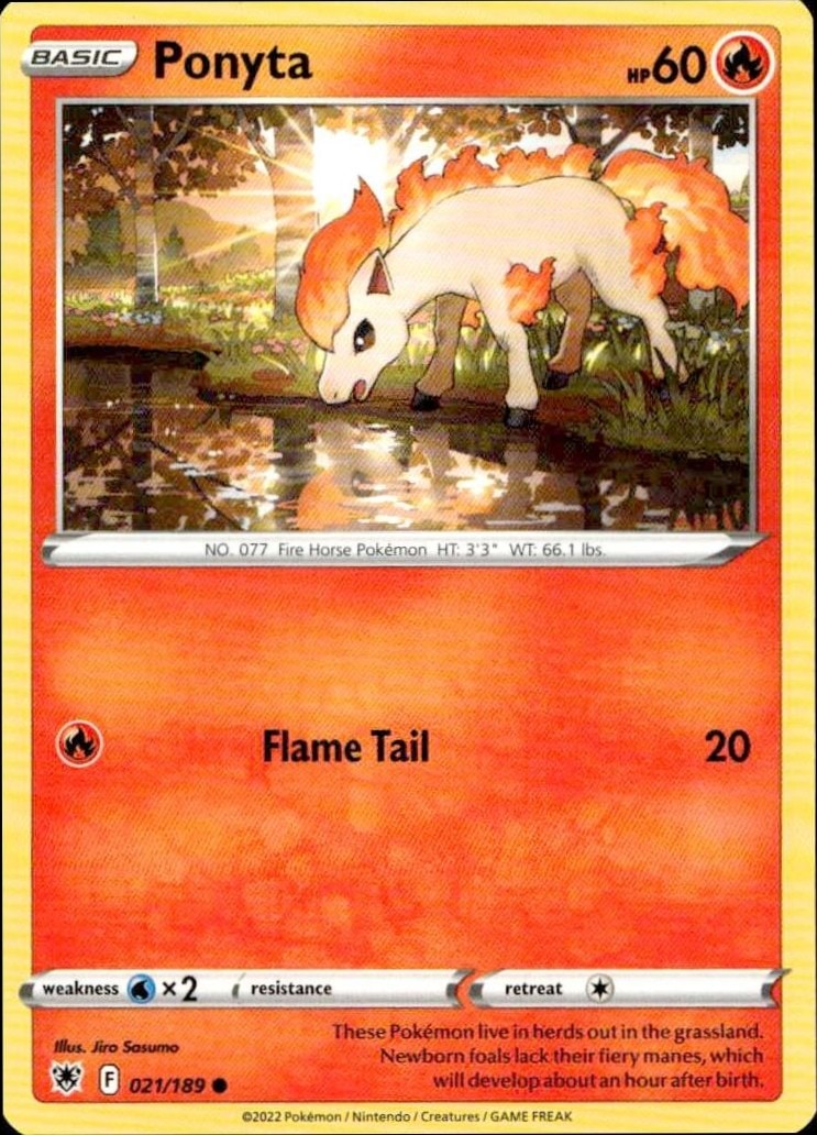 2022 Pokémon Astral Radiance Ponyta #021/189 trading card