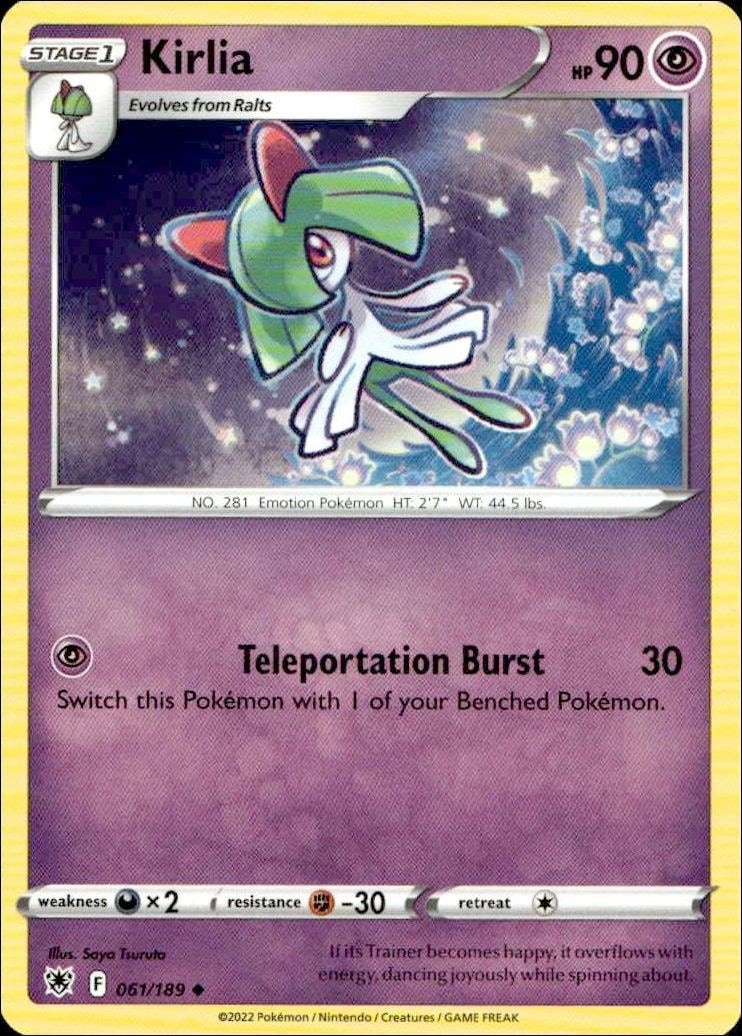 2022 Pokémon Astral Radiance Kirlia #061/189 trading card