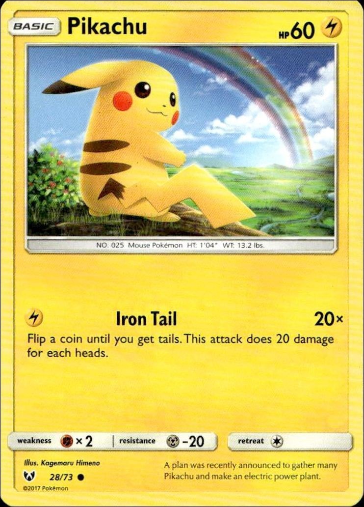 2017 Pokémon Shining Legends Pikachu #28/73 trading card