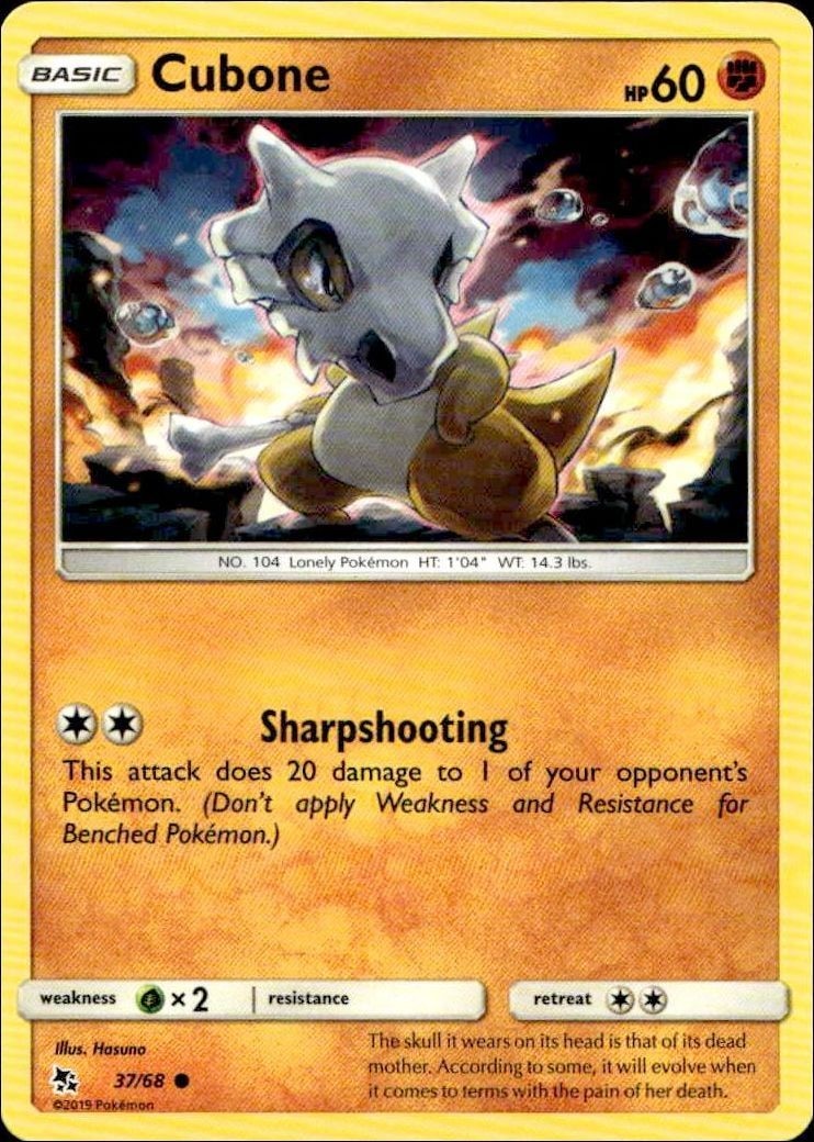 2019 Pokémon Hidden Fates Cubone #37/68 trading card