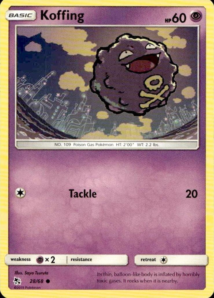 2019 Pokémon Hidden Fates Koffing #28/68 trading card