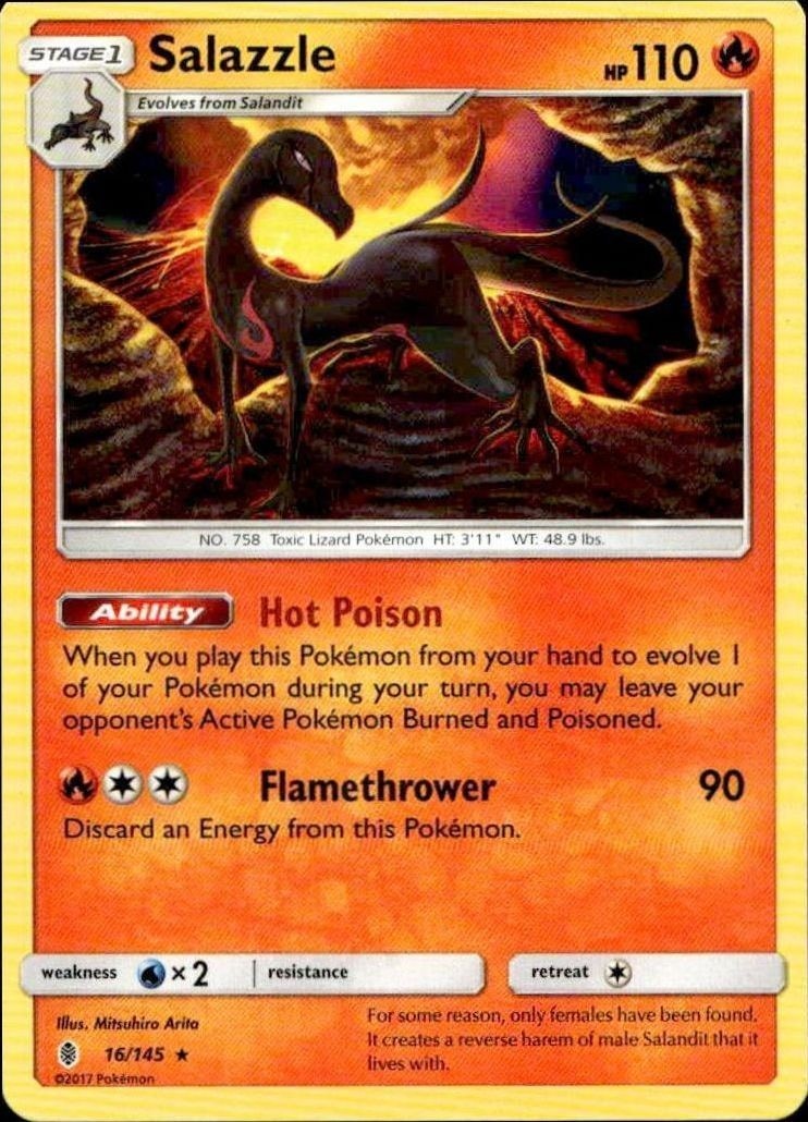 2017 Pokémon Guardians Rising Salazzle #016/145 trading card