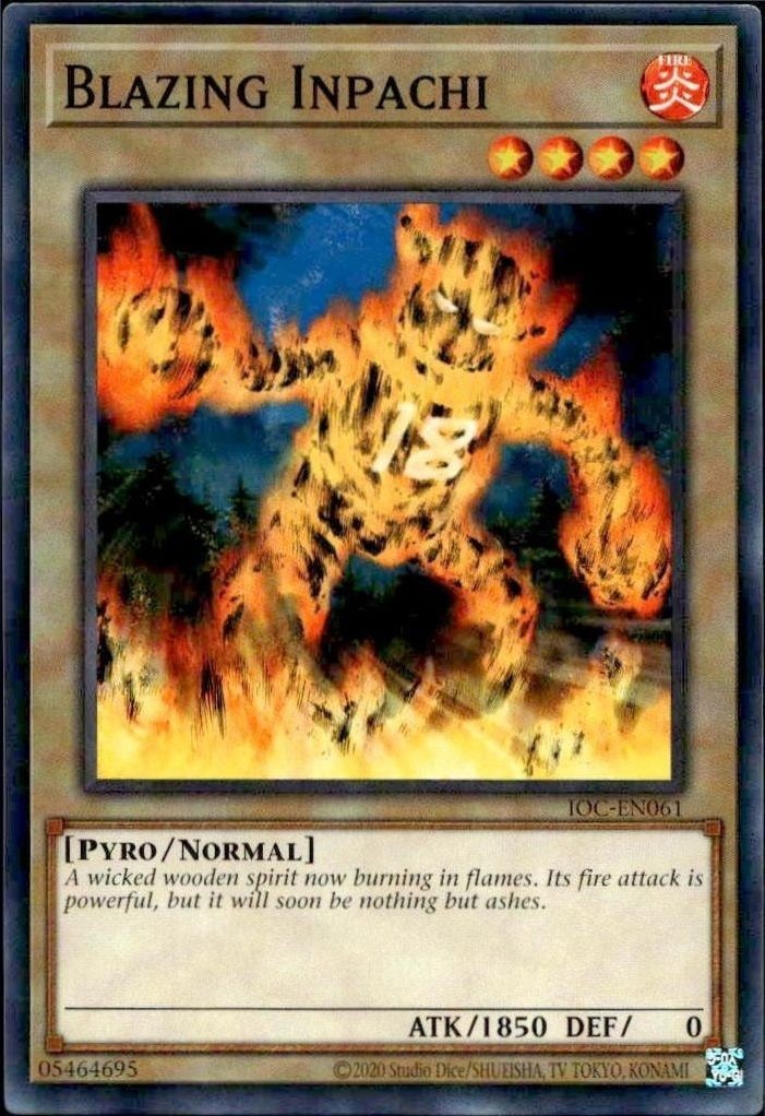 2023 Yu-Gi-Oh! Invasion of Chaos Blazing Inpachi #IOC-EN061 Yu-Gi-Oh! card front