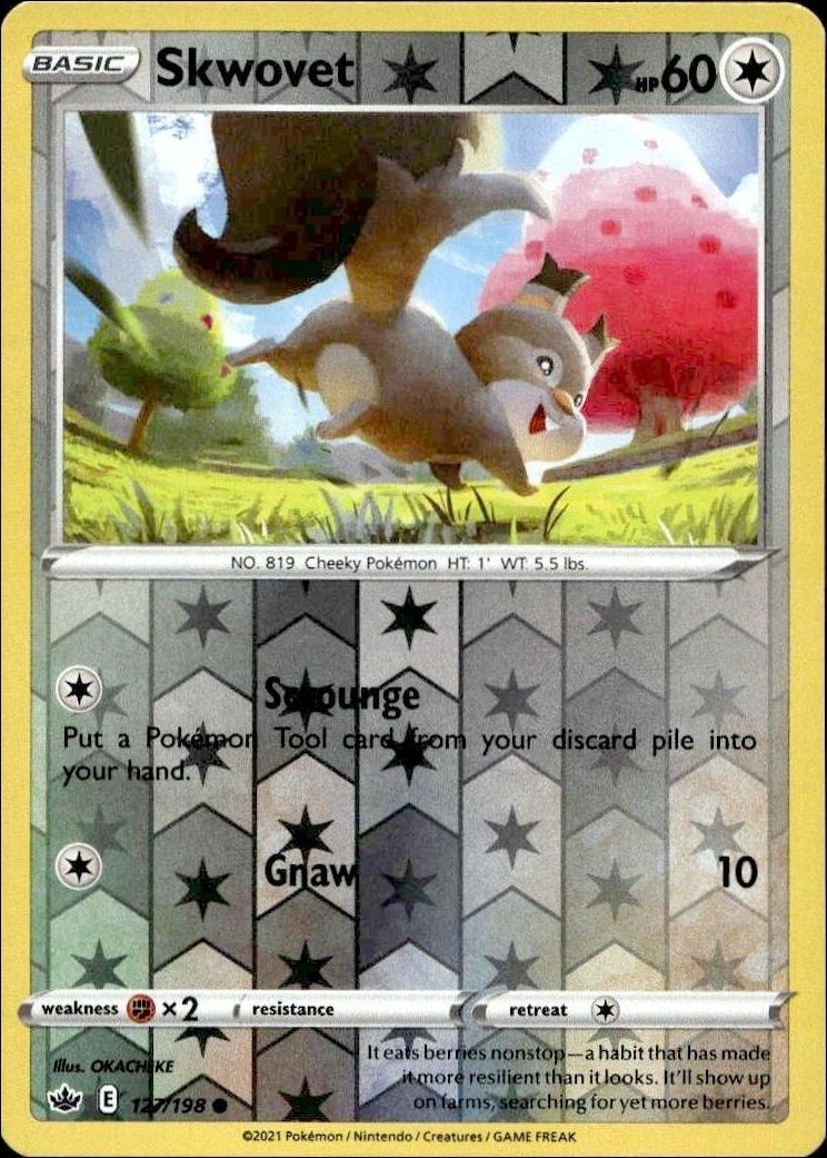 2021 Pokémon Chilling Reign Skwovet #127/198 Pokémon card front