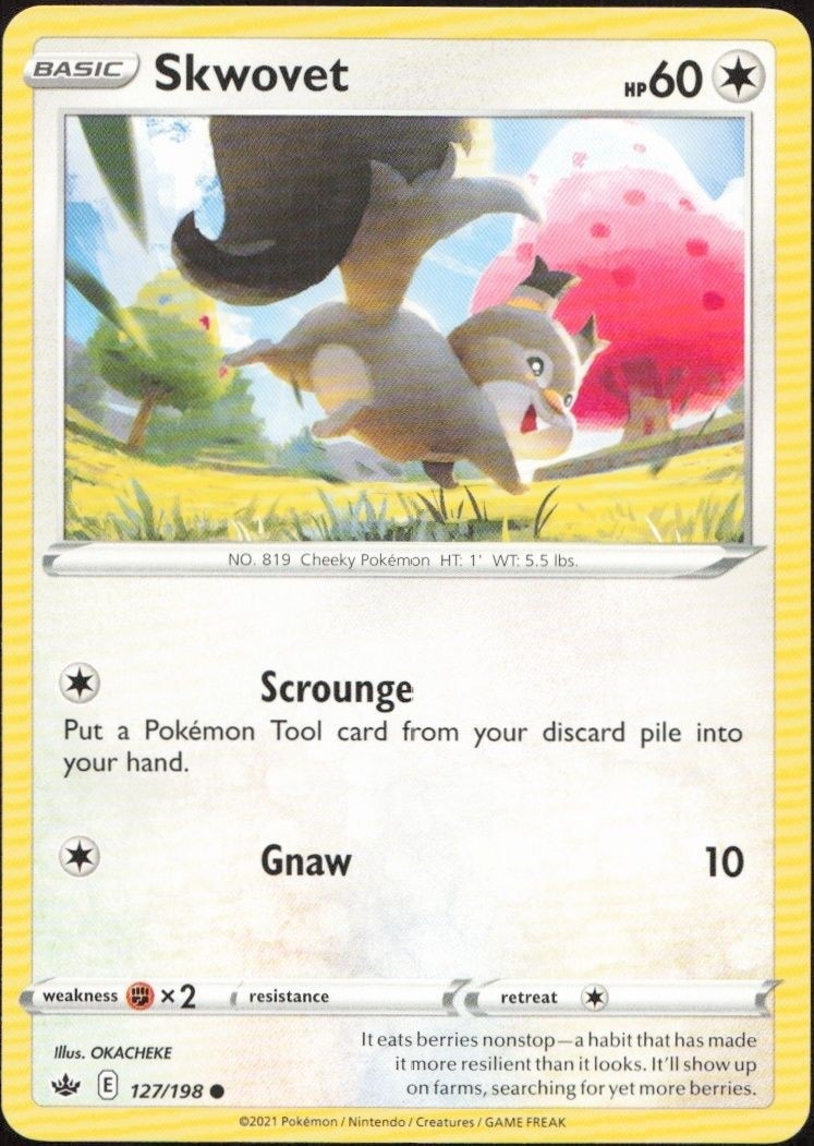 2021 Pokémon Chilling Reign Skwovet #127/198 Pokémon card front