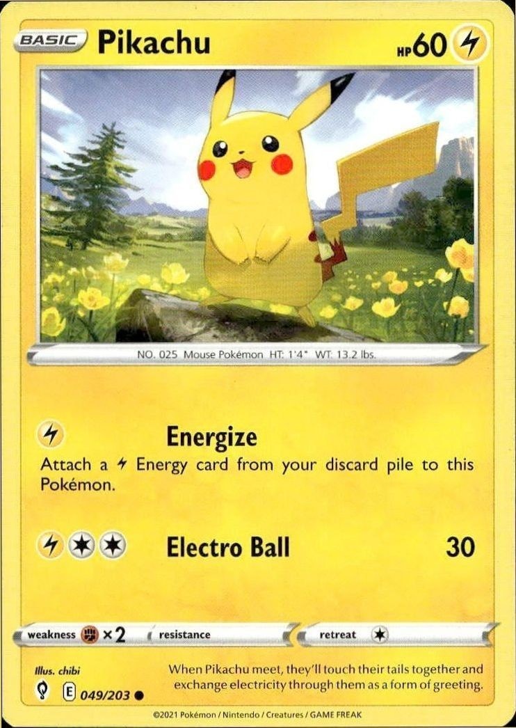 2021 Pokémon Evolving Skies Pikachu #049/203 trading card