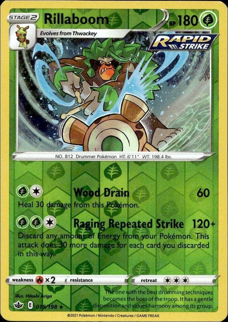 2021 Pokémon Chilling Reign Rillaboom #018/198 trading card