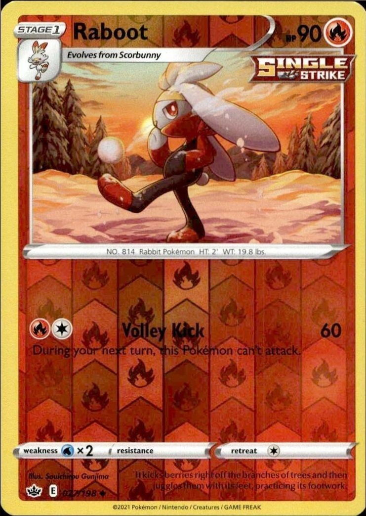 2021 Pokémon Chilling Reign Raboot #027/198 Pokémon card front