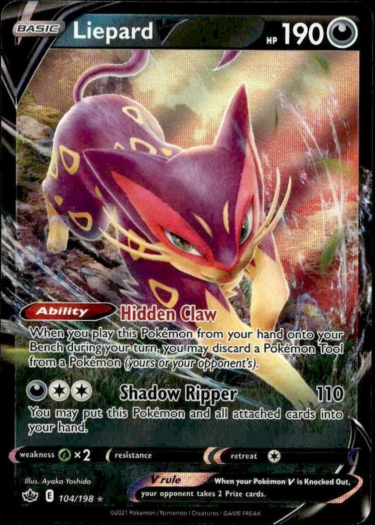 2021 Pokémon Chilling Reign Liepard V #104/198 trading card