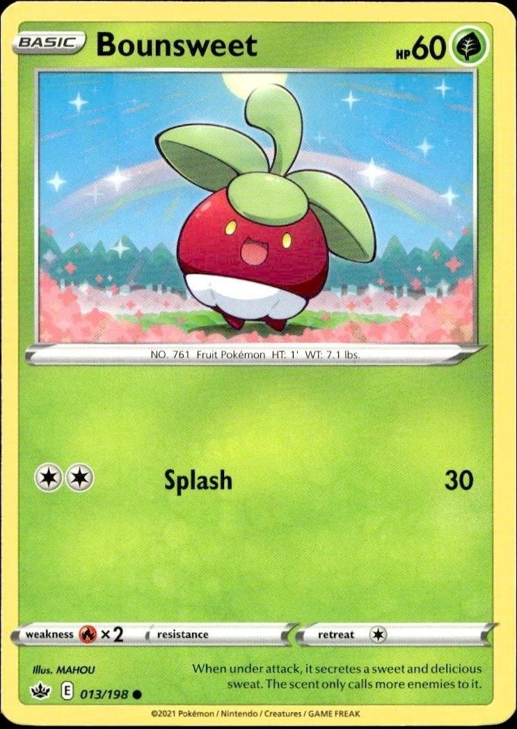 2021 Pokémon Chilling Reign Bounsweet #013/198 Pokémon card front