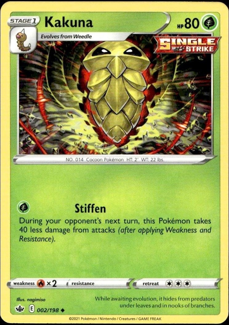 2021 Pokémon Chilling Reign Kakuna #002/198 trading card
