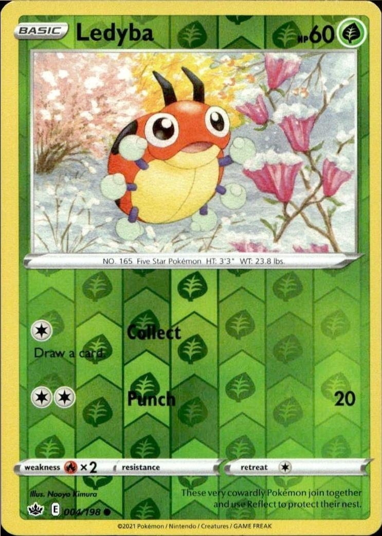 2021 Pokémon Chilling Reign Ledyba #004/198 Pokémon card front