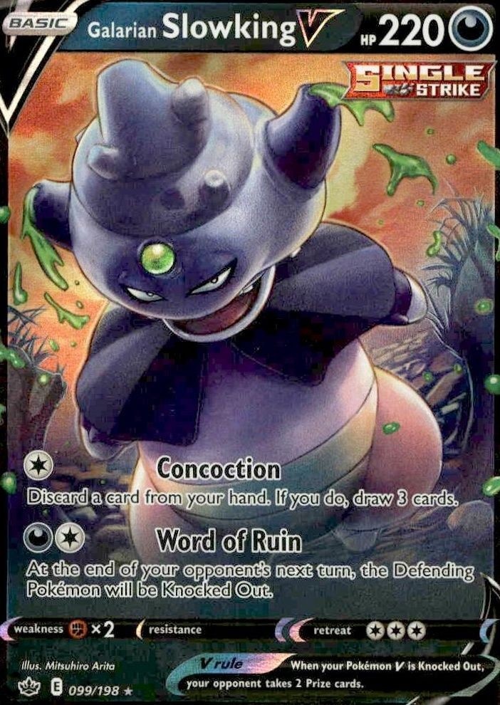 2021 Pokémon Chilling Reign Galarian Slowking V #099/198 trading card