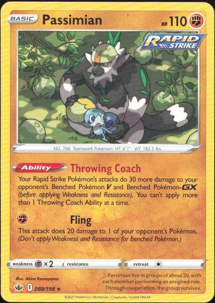 2021 Pokémon Chilling Reign Passimian #088/198 Pokémon card front