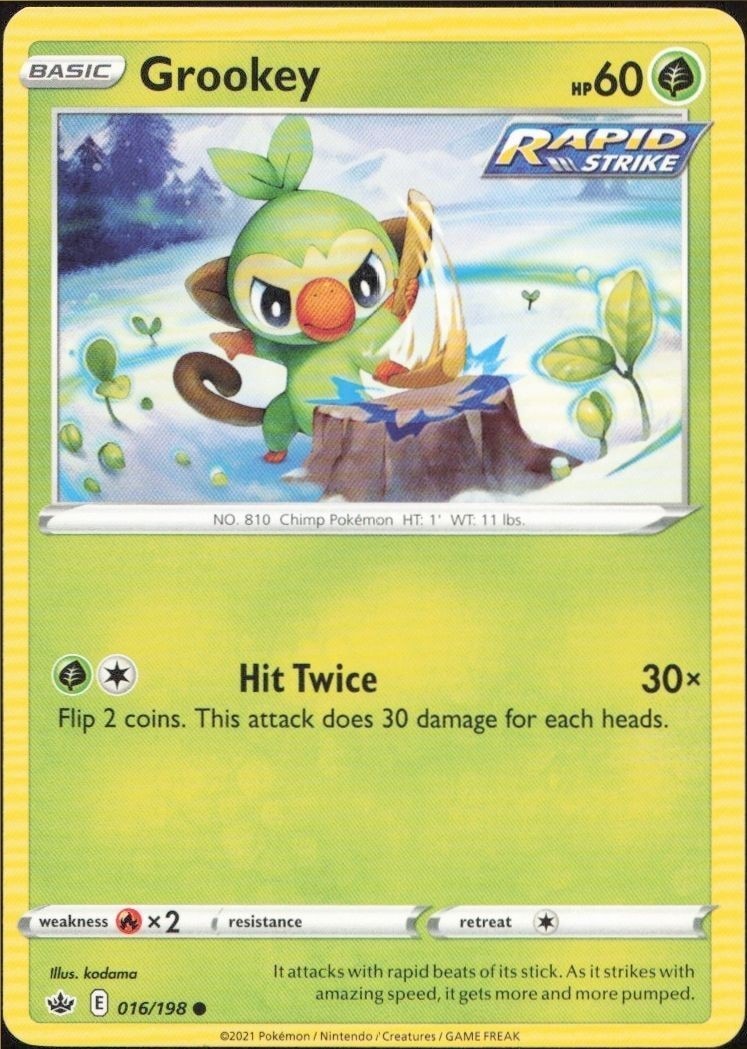 2021 Pokémon Chilling Reign Grookey #016/198 Pokémon card front