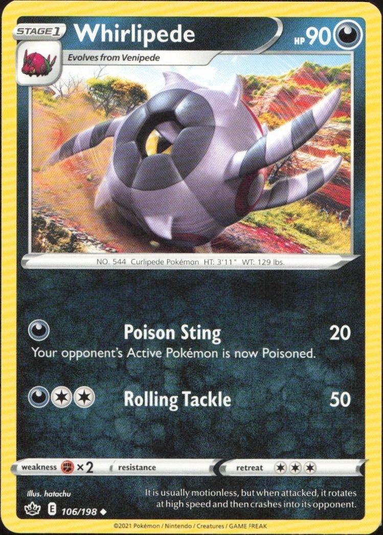 2021 Pokémon Chilling Reign Whirlipede #106/198 trading card