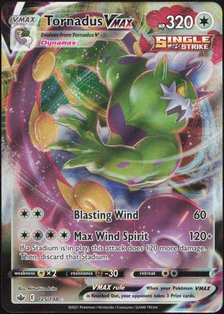 2021 Pokémon Chilling Reign Tornadus VMAX #125/198 trading card