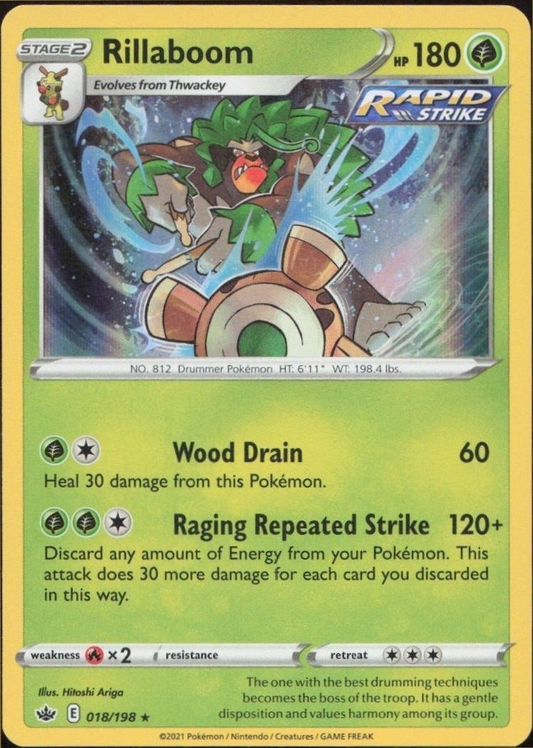 2021 Pokémon Chilling Reign Rillaboom #018/198 Pokémon card front