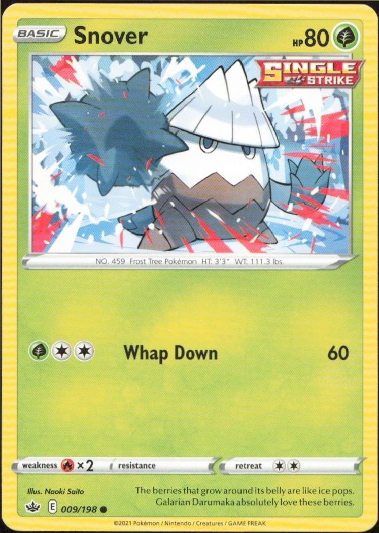 2021 Pokémon Chilling Reign Snover #009/198 Pokémon card front