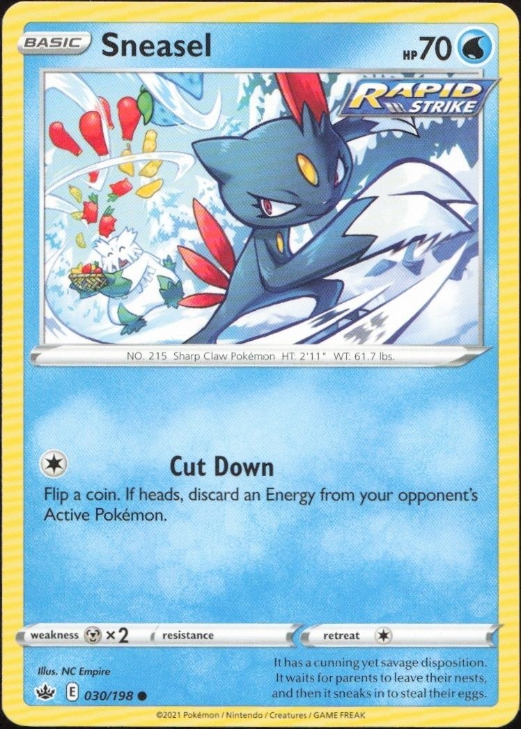 2021 Pokémon Chilling Reign Sneasel #030/198 trading card