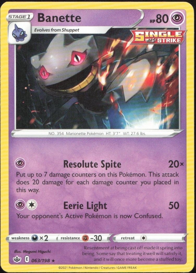 2021 Pokémon Chilling Reign Banette #063/198 Pokémon card front