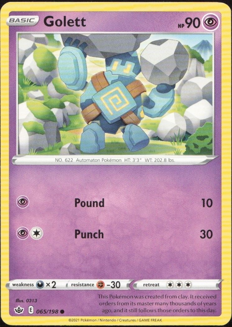 2021 Pokémon Chilling Reign Golett #065/198 trading card