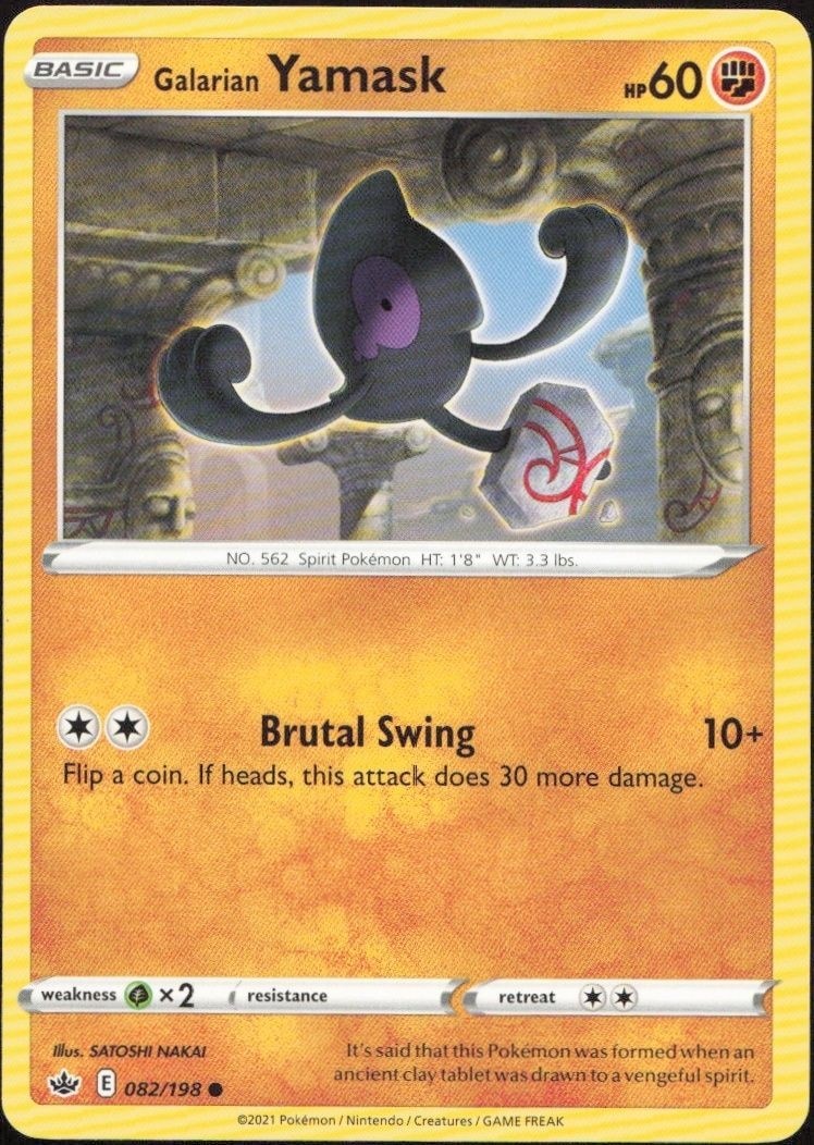 2021 Pokémon Chilling Reign Galarian Yamask #082/198 trading card