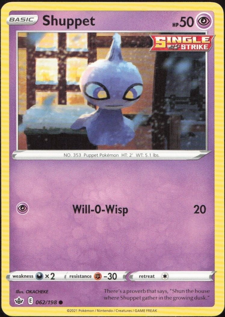 2021 Pokémon Chilling Reign Shuppet #062/198 trading card