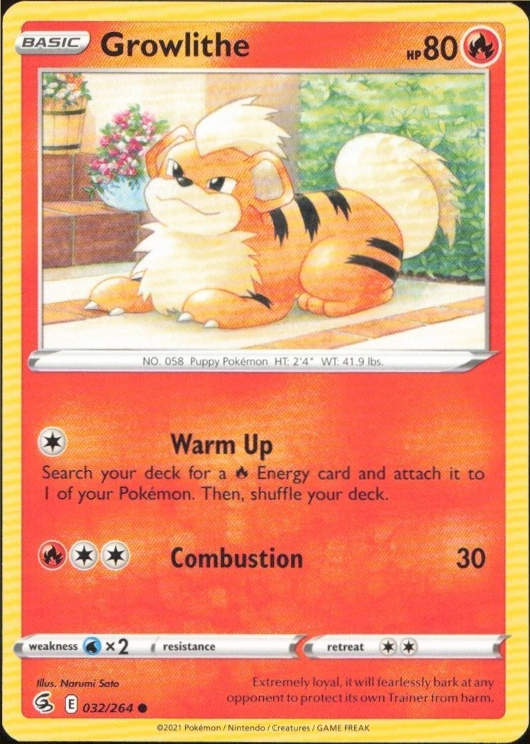 2021 Pokémon Fusion Strike Growlithe #032/264 trading card