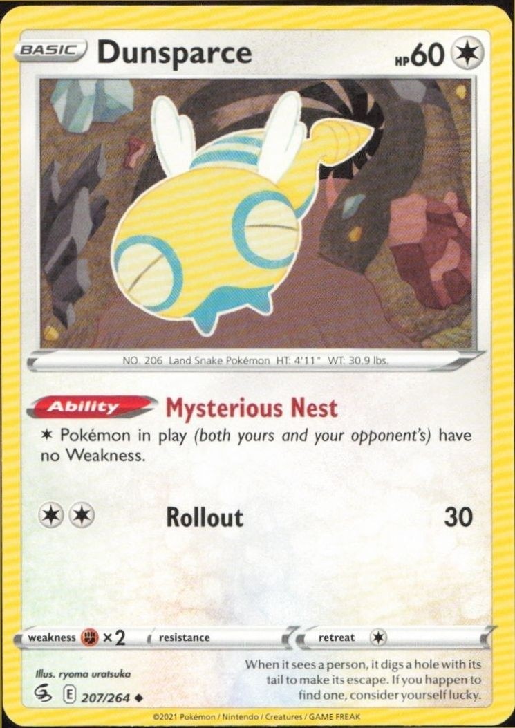 2021 Pokémon Fusion Strike Dunsparce #207/264 trading card