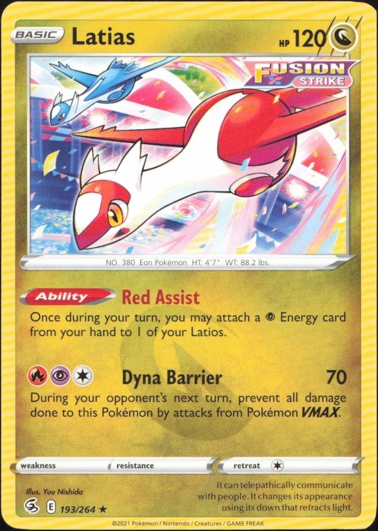 2021 Pokémon Fusion Strike Latias #193/264 trading card