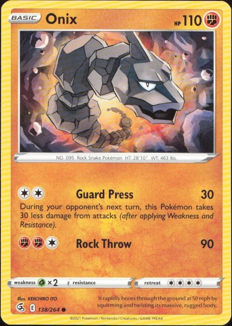2021 Pokémon Fusion Strike Onix #138/264 trading card