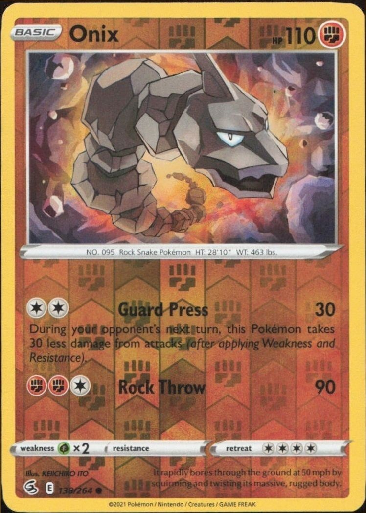 2021 Pokémon Fusion Strike Onix #138/264 trading card