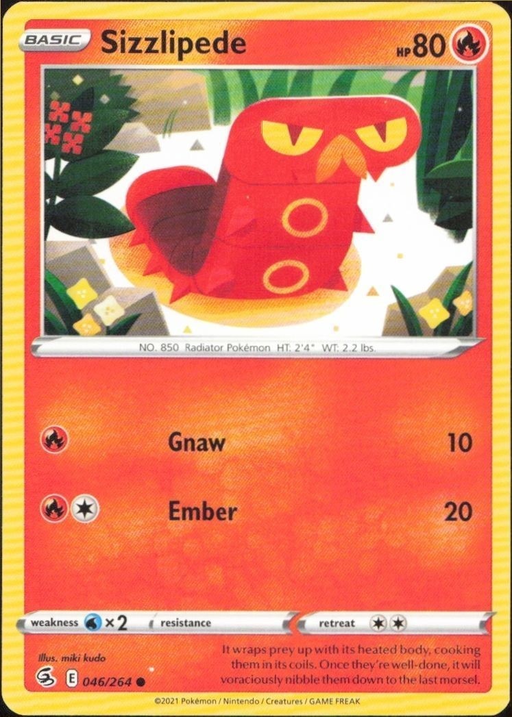 2021 Pokémon Fusion Strike Sizzlipede #046/264 trading card