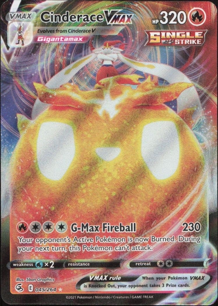 2021 Pokémon Fusion Strike Cinderace VMAX #045/264 trading card
