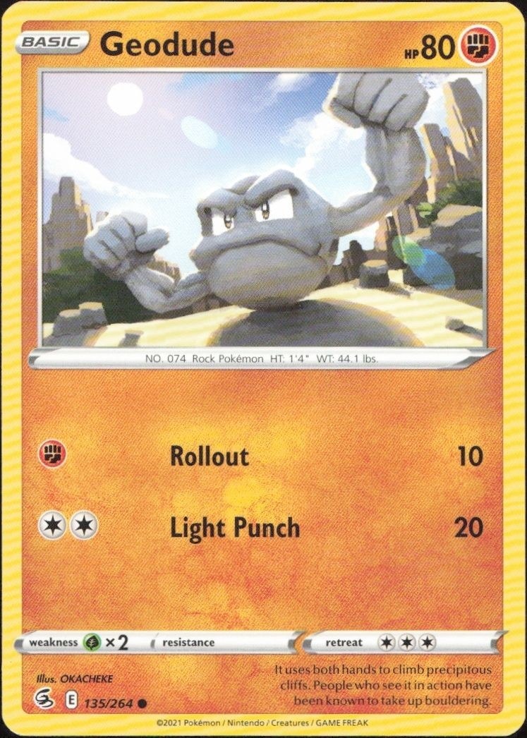 2021 Pokémon Fusion Strike Geodude #135/264 Pokémon card front