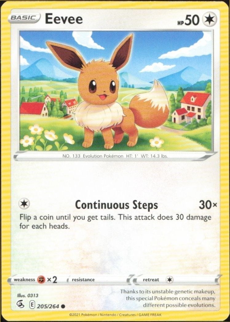 2021 Pokémon Fusion Strike Eevee #205/264 trading card