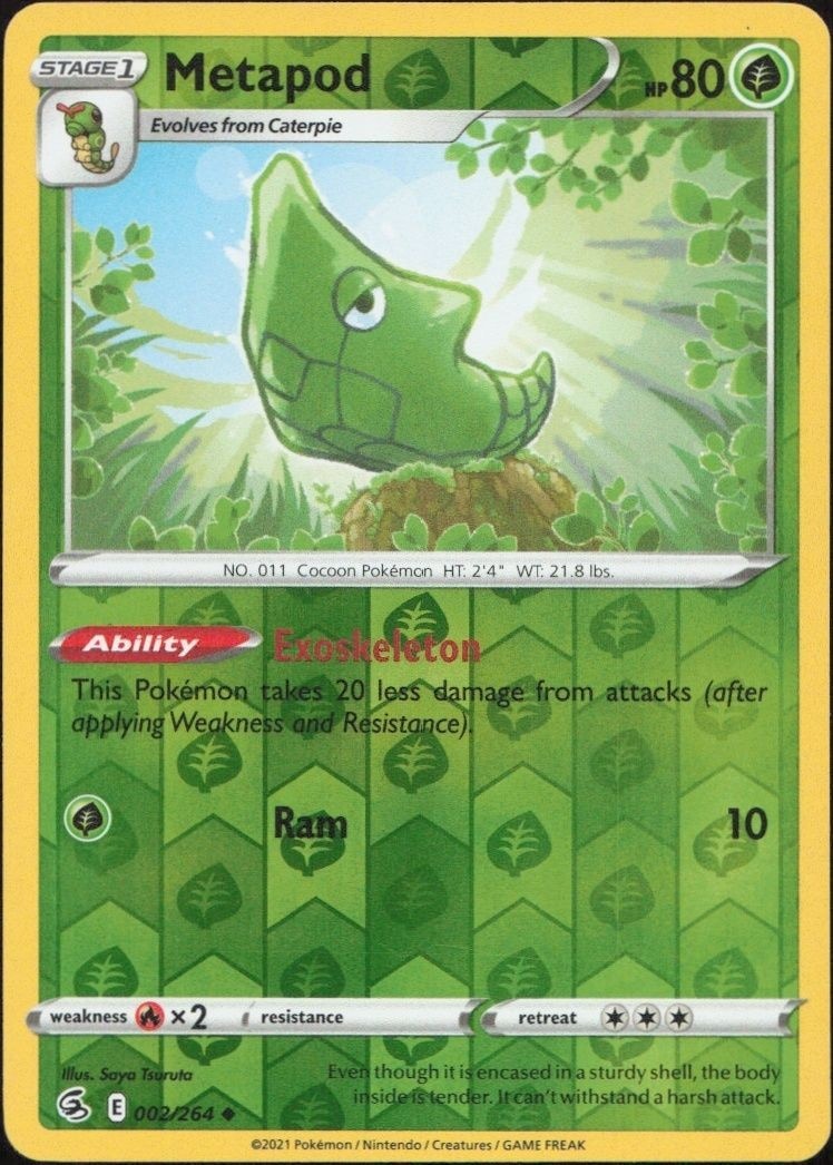2021 Pokémon Fusion Strike Metapod #002/264 trading card