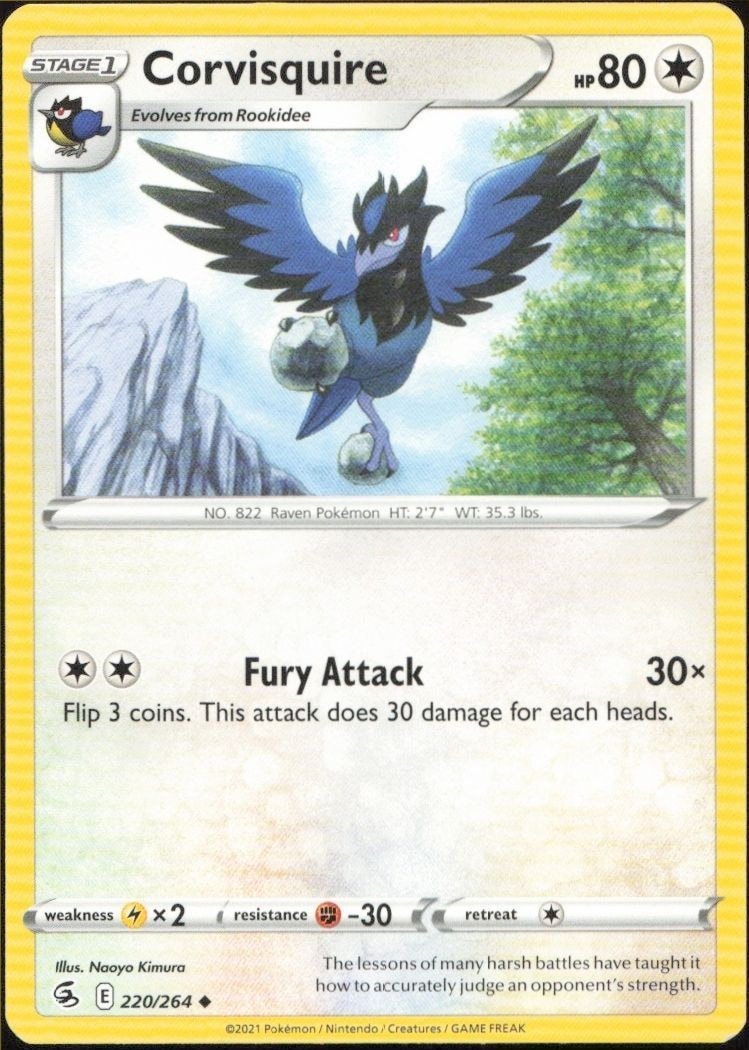 2021 Pokémon Fusion Strike Corvisquire #220/264 trading card