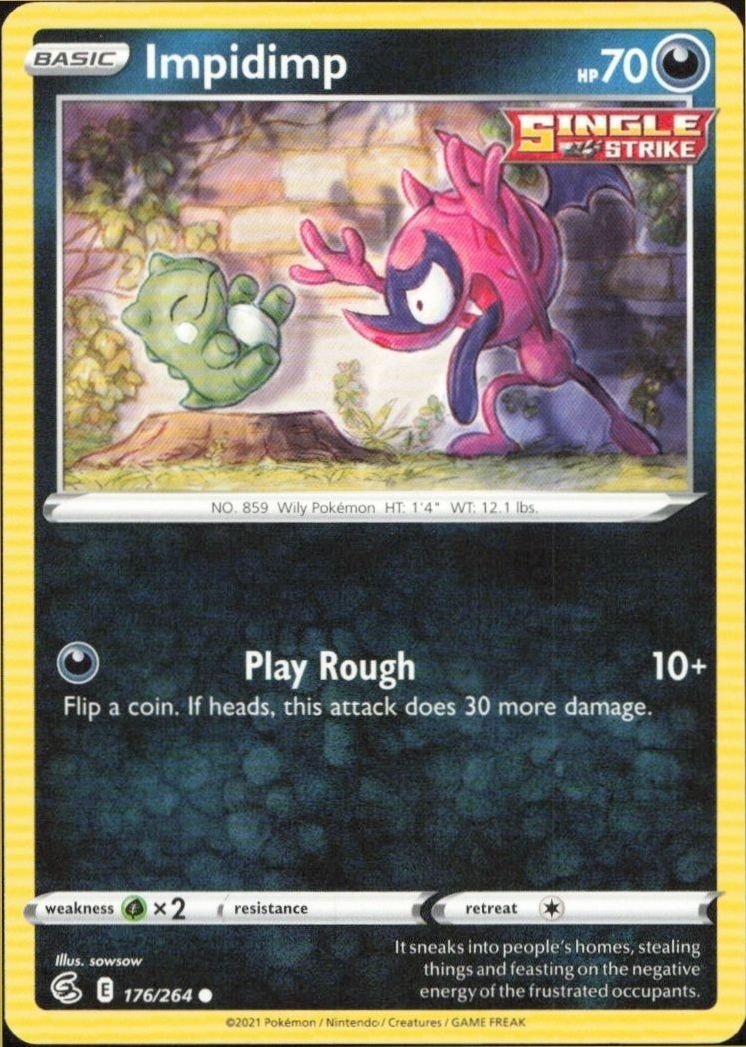 2021 Pokémon Fusion Strike Impidimp #176/264 trading card