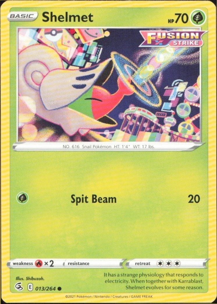 2021 Pokémon Fusion Strike Shelmet #013/264 Pokémon card front