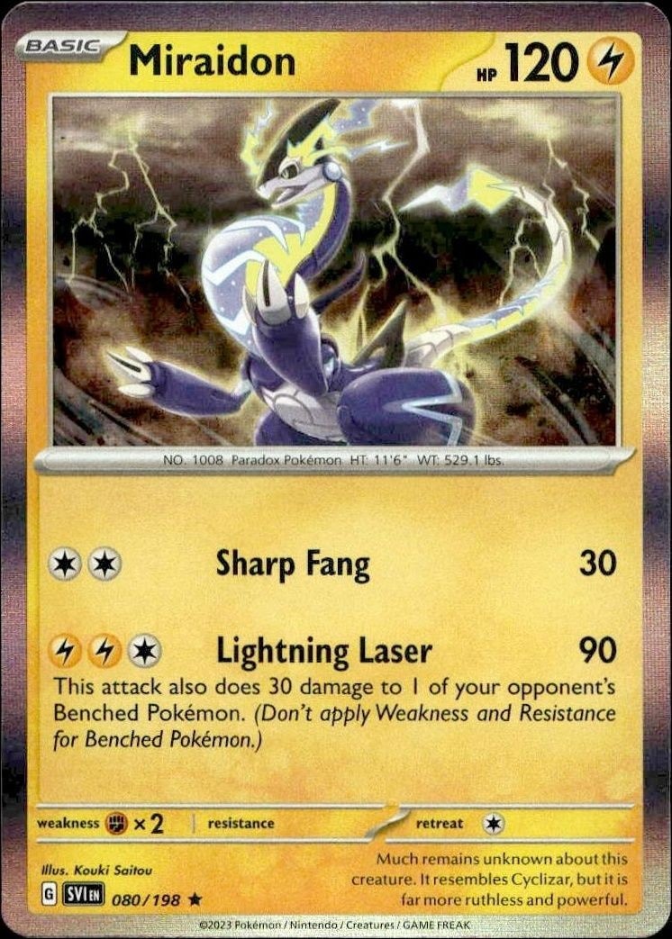 2023 Pokémon Scarlet & Violet Miraidon #080/198 Pokémon card front